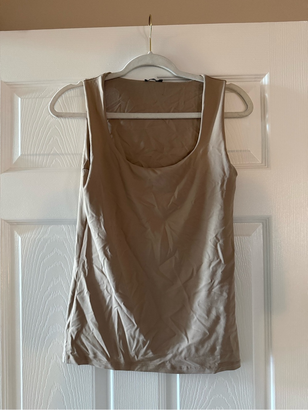 Zara Sleeveless Scoop Neck Tank in Taupe Medium